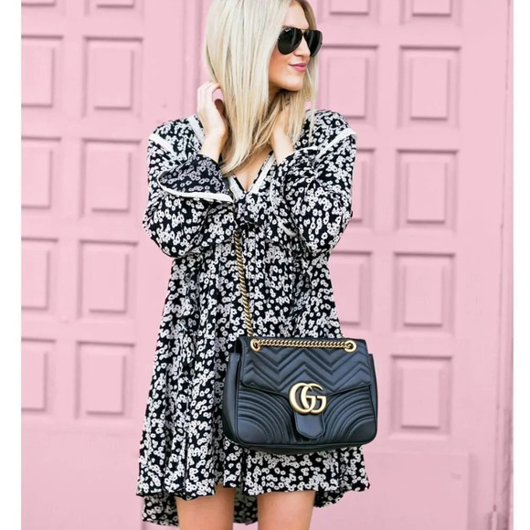 Free People Like You Best Mini Dress  In Black Floral Combo Size Small - Picture 1 of 14